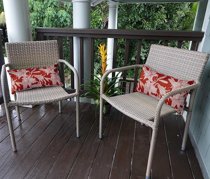 Indoor/Outdoor Polyester Fabric Lumbar Pillow Cover, All-Weather Waterproof Rectangular Cushion Case for Patio Furniture, 12 x 20 Set of 2 - Florals-36