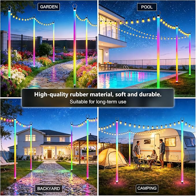 AILBTON 2-Pack 6.6FT RGB+IC Neon Ambient Light for Poles,Outdoor Clip-on Chasing Effect Lighting, Waterproof Neon Atmosphere Lights for Patio Outdoor Living Camping Party