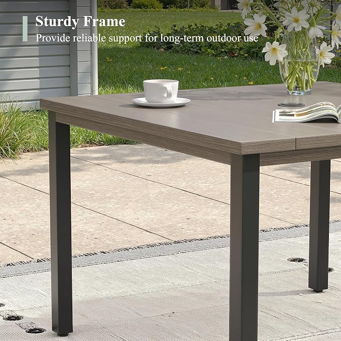 Patio Dining Set for 4, 40.2" Outdoor Dining Table and Chairs Set with Stackable Patio Chairs Outdoor Furniture for Garden Deck Backyard, Grey Table and Grey Chairs
