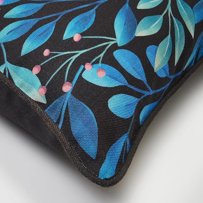 Fab Habitat Indoor/Outdoor Throw Pillow Made from Recycled Polyester Yarn - Double Sided, Stain Resistant, Machine Washable - Patio, Porch, Living Room - Rainforest - Black Multi Floral (20" x 20")