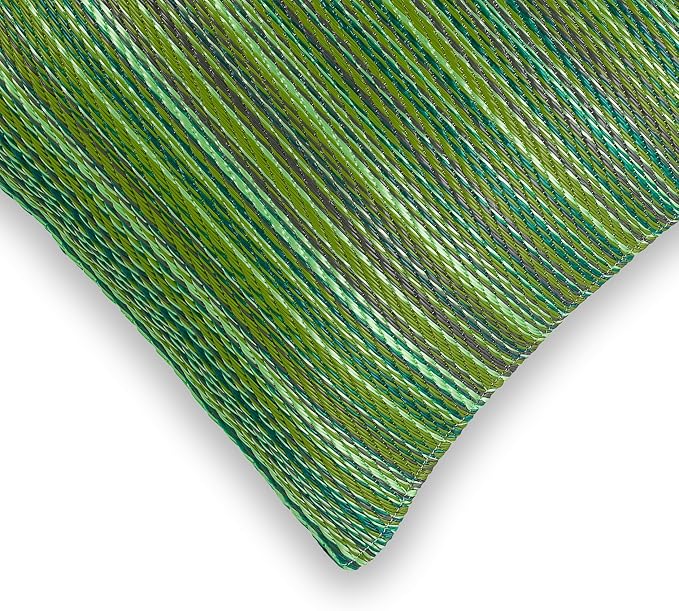 Fab Habitat Outdoor Premium Recycled Plastic Pillow - Waterproof, Fade Resistant - Striped - Patio, Porch, Deck, Balcony - Cancun - Green - 16.5" x 16.5"