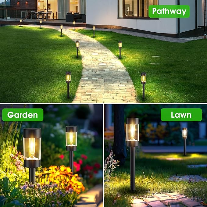 Eyrosa Solar Lights Outdoor, 12 Pack Waterproof Solar Landscape Lighting for Pathway Garden Yard Path Walkway Driveway Lawn Patio Outside Decor, Warm White | Solar Landscape Lighting for Pathway Garden Yard Path Walkway Driveway Lawn Outside Décor