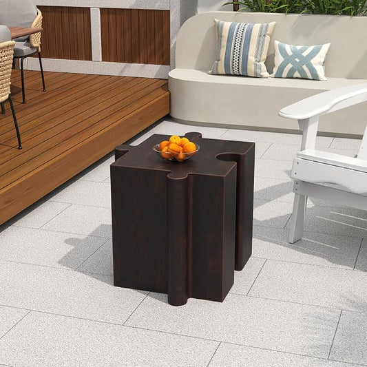 Christopher Knight Home Daton Interlocking Puzzle Outdoor Side Table, Lightweight Concrete Patio Coffee Table, Convex Edge MGO Modular End Table, Creative Set Up for Indoor&Outdoor Use, Copper