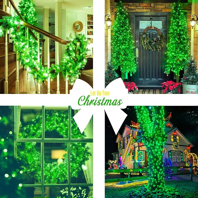 JMEXSUSS 600 LED Green Lights Indoor Outdoor Waterproof for Halloween Decor | Plug in 168 FT Green Christmas String Lights for Yard Tree Room Garden Halloween Party Xmas Decor, 8 Mode, Remote