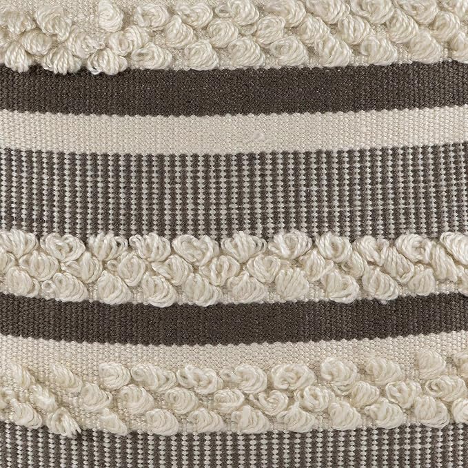 Northlight 20" Gray and Cream Handloom Woven Outdoor Throw Pillow