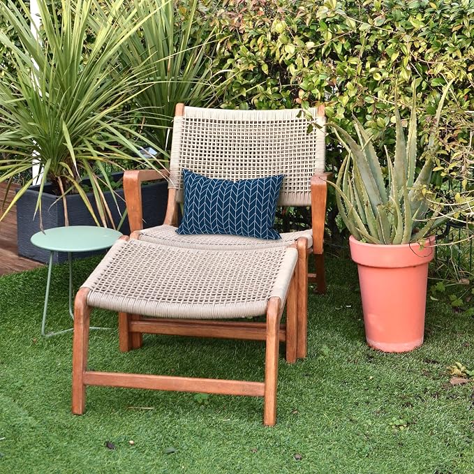 LVTXIII Set of 2 Patio Lumbar Pillows, 12”x20” Fade Resistant Outdoor Lumbar Pillow with Inners, Fluffy Decorative Garden Lumbar Cushions for Home Patio Coach Sofa Use, Herringbone Navy