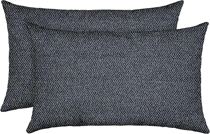RSH DECOR: Sunbrella Jumbo Lumbar Pillows Set of 2 | 26" x 16" | Water & Fade-Resistant Performance Fabric | Outdoor Pillow Covers with Down-Alternative Inserts | Made in USA (Calder Midnight Indigo)