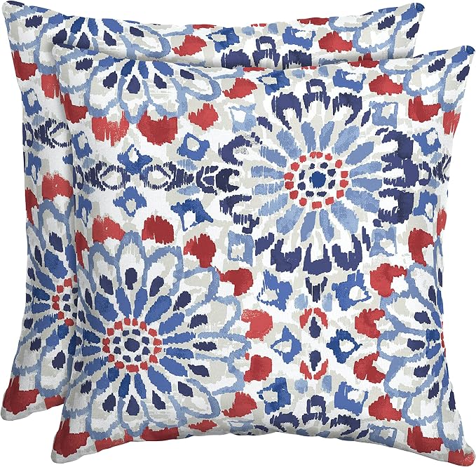 Arden Outdoor Toss Pillow, 2-Pack, 16x16, Clark Blue | Indoor/Outdoor Décor, Rain-Proof, Fade Resistant, Mold and Mildew Resistant