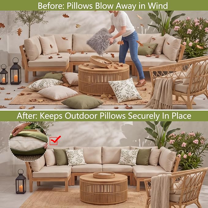 4 Pack Weighted Inserts for Outdoor Pillow,Windproof Waterproof Fillable | Wind Resistant Invisible durable Sandbags Weights keep outdoor pillows securely in place For Patios Furniture,Deck & Yacht