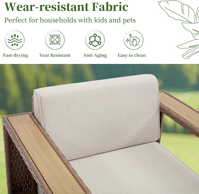 Bonzy Home Patio 4 Seater Couch, Outdoor Sectional Sofa with Widened Armrest and Extra-Thick Soft Cushions, Modular Outdoor Sectional Sofa for Porch, Garden Poolside Balcony