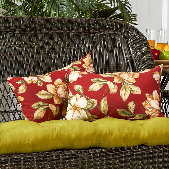 Greendale Home Fashions 2-Pack Outdoor 19x12 inch Rectangle Decorative Throw Pillow, Tuscan Floral