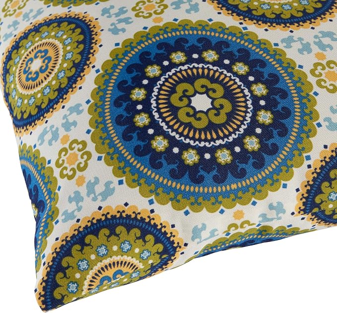 Greendale Home Fashions Outdoor 19x12 inch Rectangle Decorative Throw Pillow, 2-Pack, Cobalt Medallion 2 Count