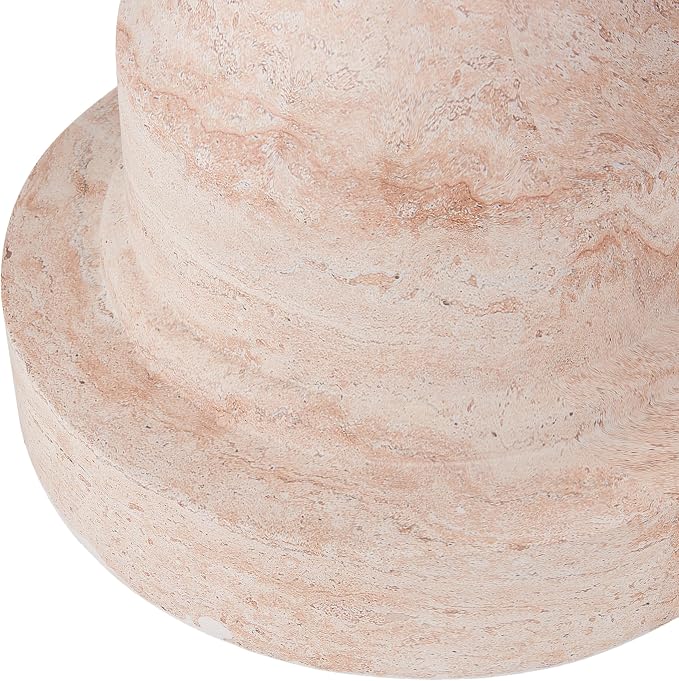 Christopher Knight Home Ravello 18" Lightweight Concrete End Table, Indoor Outdoor Accent Table, Round Side Table with Natural Travertine Effect and Umbrella Base, Patio Outdoor Side Table, Natural