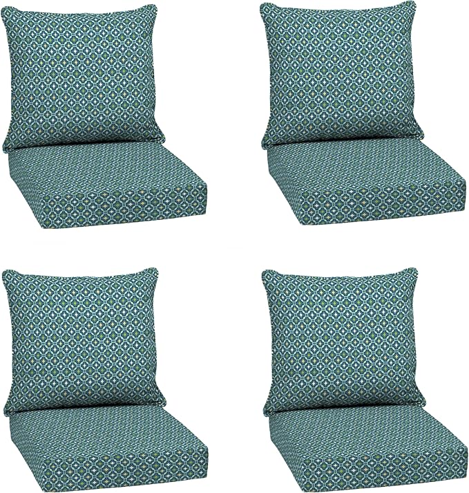 Arden Outdoor Deep Seat Cushion Set, 4-Pack, 24x24, Alana Tile | Outdoor Sofa, Couch, Conversation Set, Weather-Proof, Rain-Proof, Fade Resistant for Chair, Mold and Mildew Resistant