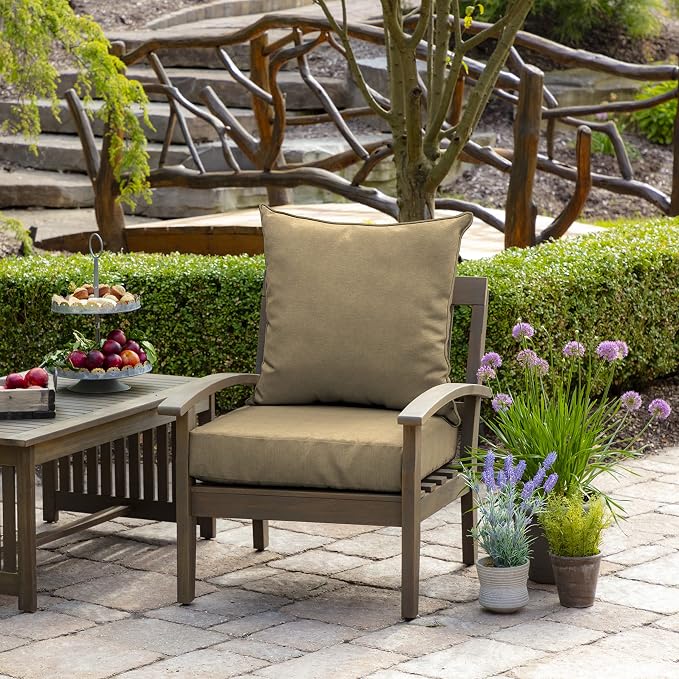 Arden Outdoor Deep Seat Cushion Set, Olefin Fabric, 24x24, Tan Hamilton | 4-Pack, Woven Outdoor Fabric, Outdoor Sofa, Couch, Conversation Set, Weather-Proof, Rain-Proof, Mold and Mildew Resistant