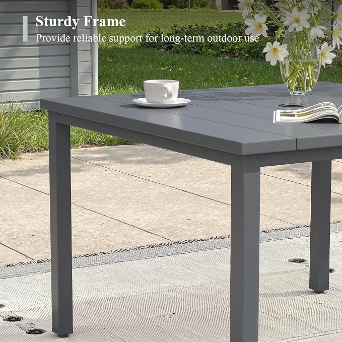 Patio Dining Set for 4, 40.2" Outdoor Dining Table and Chairs Set with Stackable Patio Chairs Outdoor Furniture for Garden Deck Backyard, Dark Grey Table and Grey Chairs