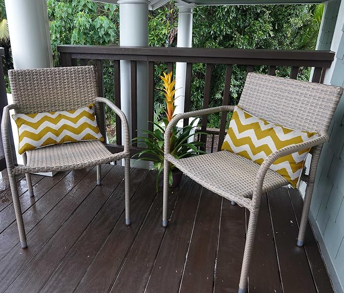 Indoor/Outdoor Polyester Fabric Lumbar Pillow Cover, All-Weather Waterproof Rectangular Cushion Case for Patio Furniture, 12 x 18 Set of 2 - Chevron-43
