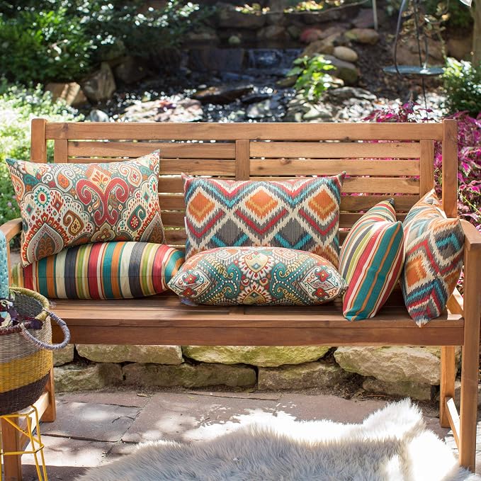 South Pine Porch Outdoor 19x12-inch Rectangle Accent Pillow (Set of 2), Surreal Chevron
