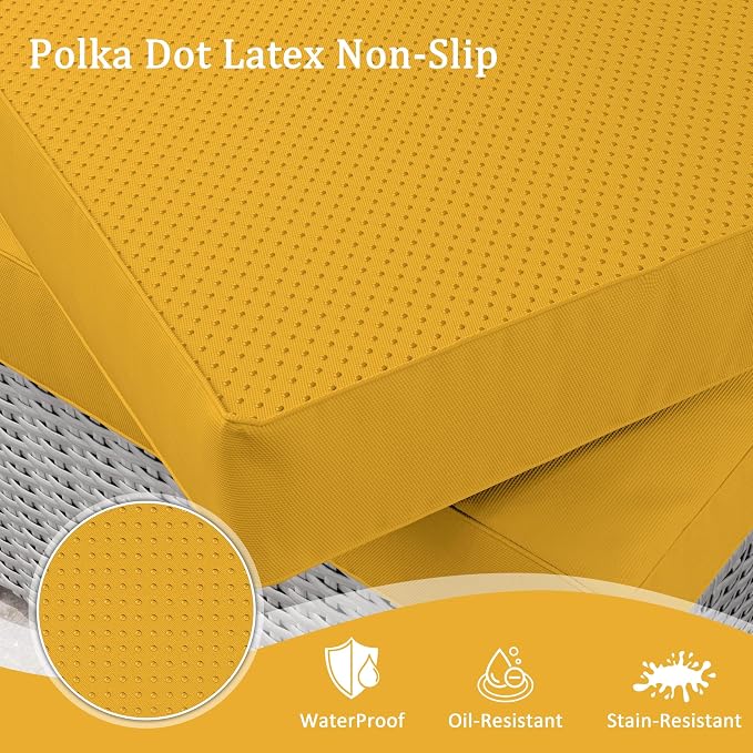 Outdoor Furniture Replacement Cushions, Waterproof Patio Furniture Cushions, 4" Deep Seat Outdoor Sectional Cushion for 3-Seat Outdoors Rattan Sofa Patio Sofa Cushion, Yellow