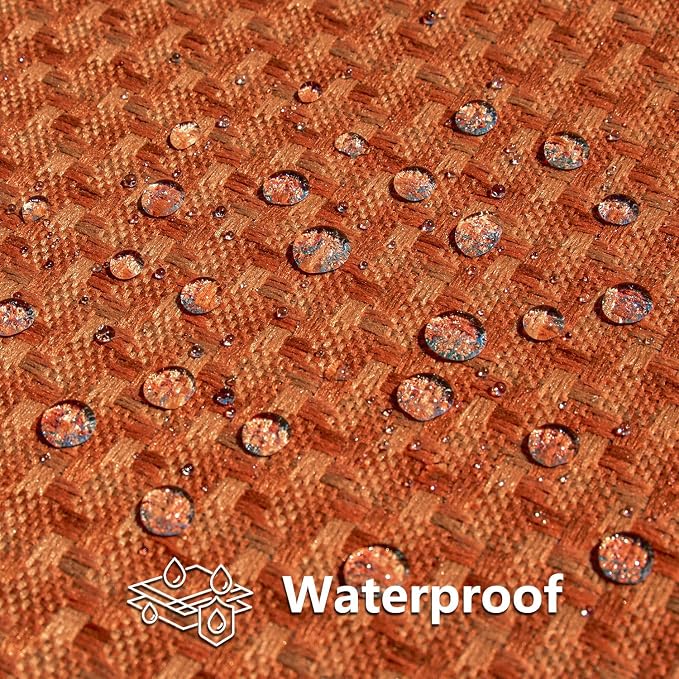 Kevin Textile Outdoor Waterproof 22"x22" Pillow Covers 2 Pack, Burnt Orange | Water Resistant Weaving Faux Linen Texture Throw Pillow Covers, Outside Decorative Pillowcases for Garden Patio Balcony Couch