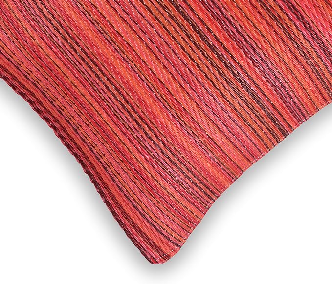 Fab Habitat Outdoor Premium Recycled Plastic Pillow - Waterproof, Fade Resistant - Striped - Patio, Porch, Deck, Balcony - Cancun - Sunset - 20" x 20"