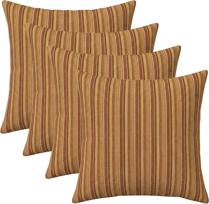 RSH DECOR: Sunbrella Square Throw Pillows Set of 4 | 24" x 24" | Water and Fade-Resistant Performance Fabric | Outdoor Pillow Covers with Down-Alternative Inserts | Made in USA (Limelite Teak)