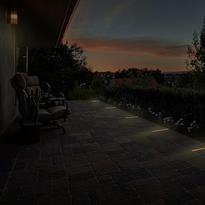 LUMENGY Paver Light Slim 0.5x8 Inch (0.55x7.87), 2700K Warm White, Glare-Free Linear Lighting for Driveways, Walkways and Paver Borders, 12V Hardwired, IP67 Waterproof, Drive-Over Rated