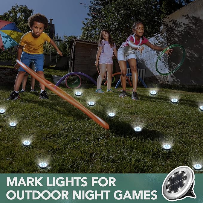 SOLPEX 10 Pack Small Solar Ground Lights, Pathway Lights Cool White | Stainless Steel Solar Powered Walkway Lights Waterproof, Landscape Lighting for Driveway, Garden, Backyard, Patio