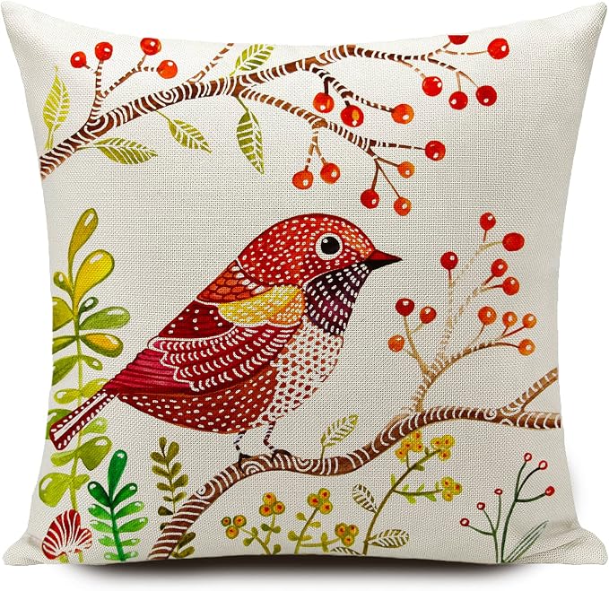 Outdoor Pillow Covers Waterproof Furniture Patio Garden Decor for Outside Chair Cushions Birds Throw Pillows 18x18 Inch Set of 4 Decorative for Couch Sofa