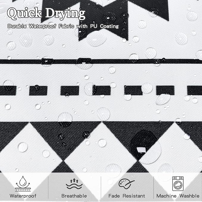 Black White Outdoor Waterproof Pillow Covers 18x18 Inch Set of 2 | Morocco Tile Geometric Decorative Throw Pillow Cover, Boho Outdoor Cushion Cases for Patio Funiture Garden Couch Bench