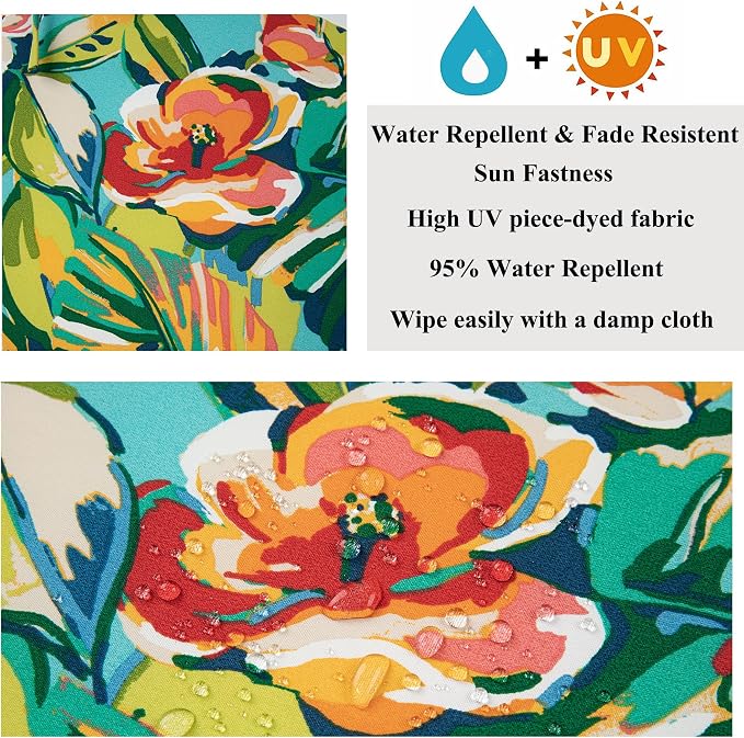 Outdoor Lumbar Pillow Covers 12X20 Inch, No Insert-Rosario Flower Leaf | Patio Lumbar Cases Pack of 2, Water-Repellent, Throw Pillowcase for Couch Garden Furniture