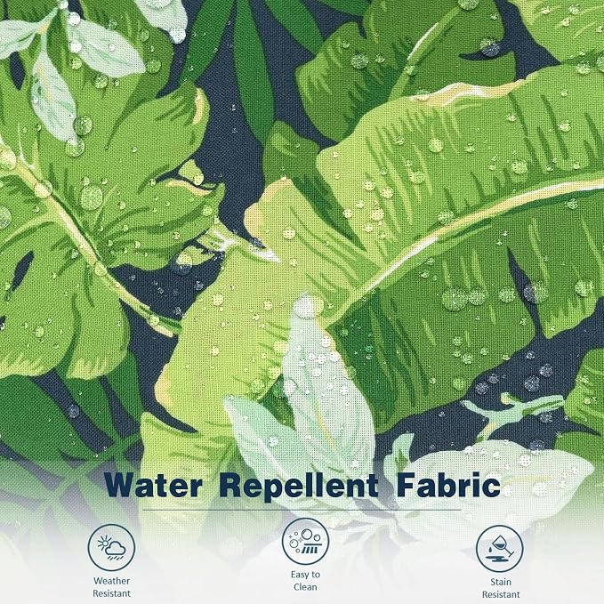 Outdoor Throw Pillow Covers Pack of 2, Decorative Water Repellent Square Pillow Cases with Piping 18x18 Inch, Jungle Leaves