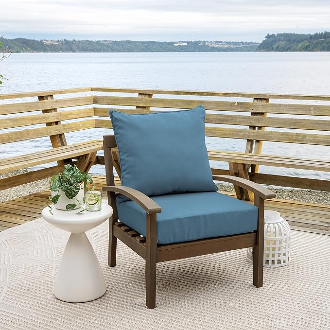 Arden Outdoor Deep Seat Cushion Set, Foam, 2-Pack, 24x24, French Blue | Sofa, Couch, Conversation Set, Premium High-Density Foam, Never Flattens, Mold and Mildew Resistant