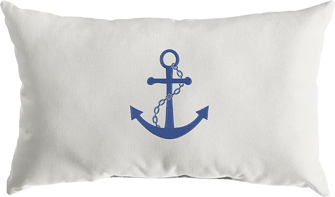 Sorra Home Trupedic Indoor/Outdoor Tan Lumbar Embroidered Pillow Anchor