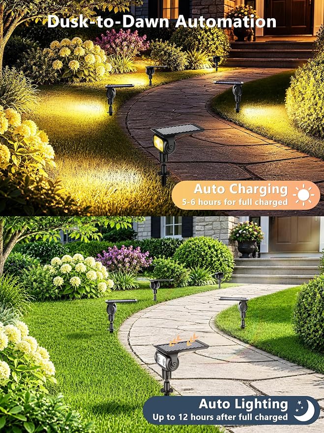 Brizled Smart Solar Spot Lights Outdoor LED Color Changing Landscape Lights | App Control; RGB/ Warm / Cool White Solar Uplights & Landscape Spotlight for Halloween Yard Tree Garden House Exterior