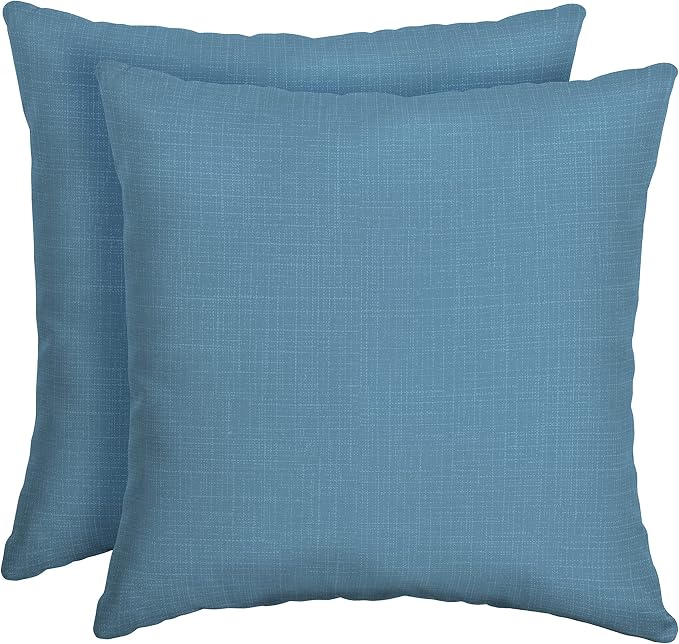 Arden Outdoor Toss Pillow, 2-Pack, 16x16, French Blue | Indoor/Outdoor Décor, Rain-Proof, Fade Resistant, Mold and Mildew Resistant