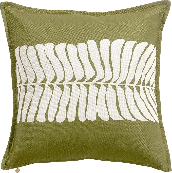 Fab Habitat Indoor/Outdoor Throw Pillow Made from Recycled Polyester Yarn - Double Sided, Stain Resistant, Machine Washable - Tropical - Patio, Deck, Porch, Living Room - Hilo - Green - (20" x 20")