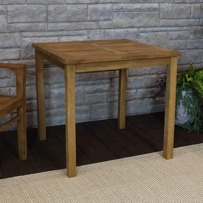 Sunnydaze 4-Person Teak Wood Outdoor Table - Square 32-Inch Patio Dining Table for Outside, Deck, or Balcony - Ideal for Backyard Gatherings