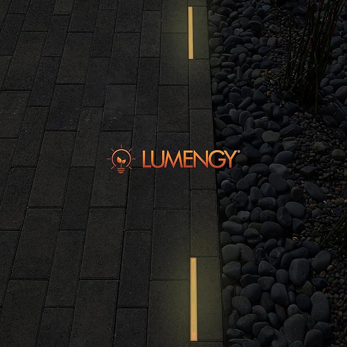 LUMENGY Paver Light Slim 0.5x8 Inch (0.55x7.87), 2700K Warm White, Glare-Free Linear Lighting for Driveways, Walkways and Paver Borders, 12V Hardwired, IP67 Waterproof, Drive-Over Rated