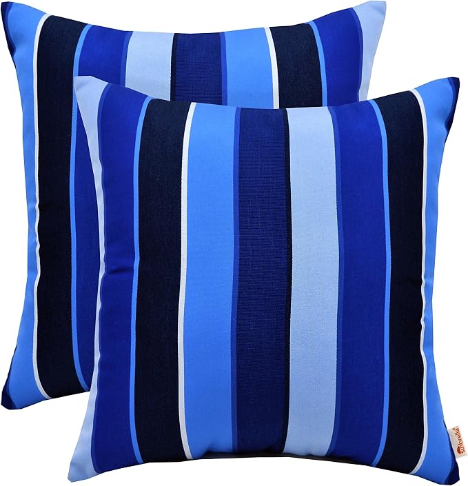 RSH DECOR Square Throw Pillows Set of 2, 17x17 Inch Decorative Pillows for Couch, Water-Resistant Patio Furniture Pillows, All-Weather Spun Fabric, Milano Cobalt - Made in USA