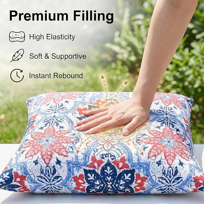 JMGBird Outdoor Throw Pillow Outdoor Patio Pillows for Couch | 18x18 Outdoor Pillow inserts included Waterproof Throw Pillows Outdoor Accent Pillows for Patio Furniture