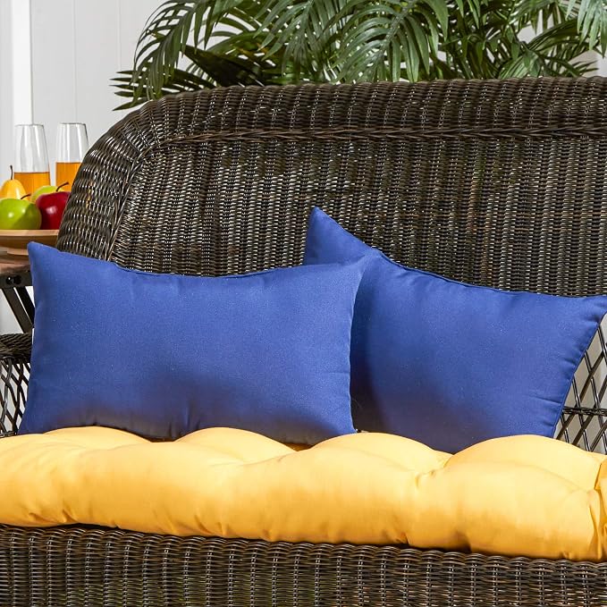 South Pine Porch Outdoor 19x12-inch Rectangle Accent Pillow (Set of 2), Marine Blue
