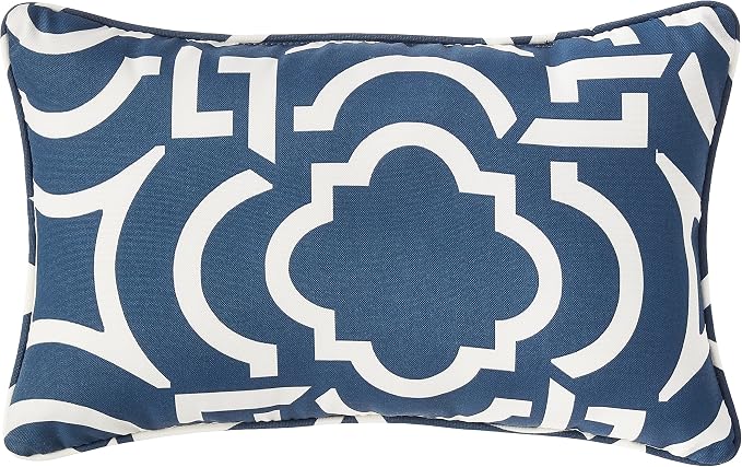 Pillow Perfect Trellis Indoor/Outdoor Throw Pillows, 2 Count, Lumbar - 11.5 x 18.5, Blue Carmody Navy