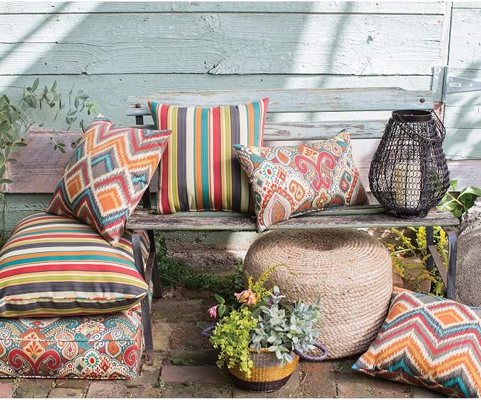 South Pine Porch Outdoor 19x12-inch Rectangle Accent Pillow (Set of 2), Surreal Chevron