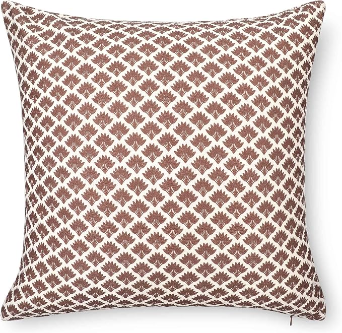 Modern Farmhouse California Casual Indoor Outdoor Throw Pillow Cover, 20"x20" Water Repellent for Patio, Backyard, Couch, Poolside, Cocoa Brown Print Ravenala Palm Tree