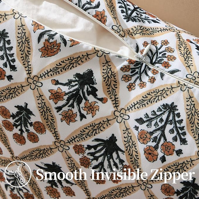 Allorry Floral Outdoor Pillow Covers 16x16 Brown Outdoor Waterproof Decor | Set of 2 Vintage Floral Block Print Pillow Cover,Farmhouse Boho Decorative for Spring Summer Outdoor Sofa Bedroom Decor