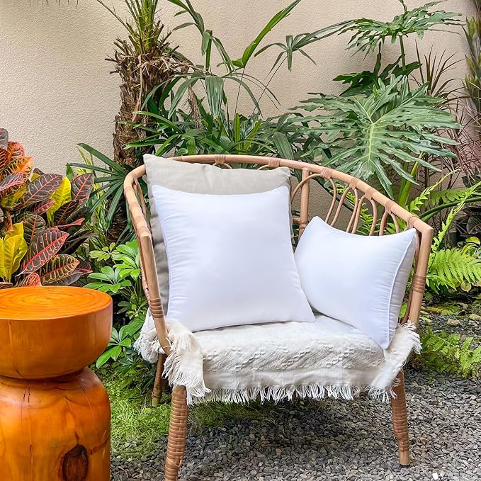 20x20 Waterproof Outdoor Square Pillow Inserts, 2 Pack | Hypoallergenic & machine washable. Soft yet supportive, stays plump. Waterproof protection for patio, sofa, bed, garden.