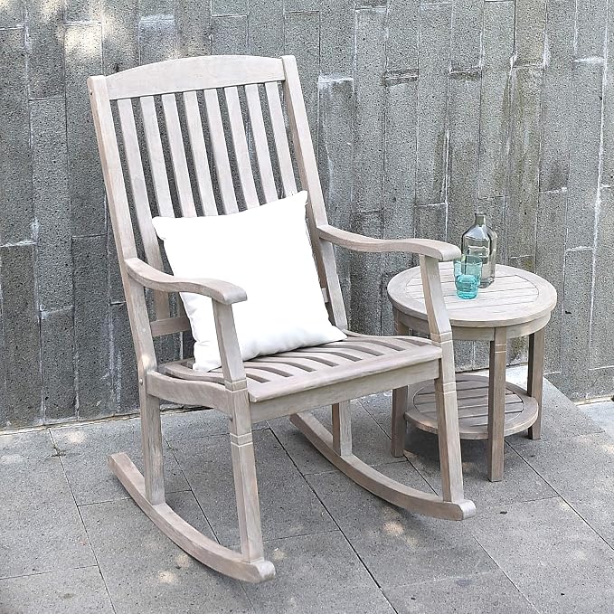 Cambridge Casual Arie Teak Wood Outdoor Round Side Table, 18 Inch/Weathered Gray