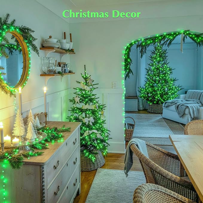 JMEXSUSS 600 LED Green Lights Indoor Outdoor Waterproof for Halloween Decor | Plug in 168 FT Green Christmas String Lights for Yard Tree Room Garden Halloween Party Xmas Decor, 8 Mode, Remote