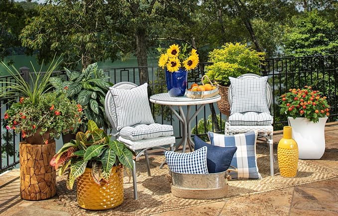 Pillow Perfect Outdoor/Indoor Branson Lapis Blue Throw Pillows, 16.5" x 16.5", Pack of 2